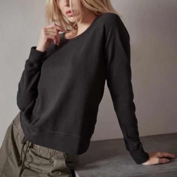 Standard James Perse Scoop Neck Long Sleeve Tee Shirt Dark Grey Womens 3 = L - Picture 3 of 10